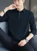 Camisa polo de manga larga para hombre, camiseta de otoño con cuello, top casual de color liso, camisa base de moda moderna