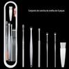 Aço inoxidável colher de orelha 6 peça set ear scoop limpador de orelha ferramenta de colheita de orelha rotativa colher orelha colher colher