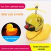 Pato amarelo fluorescente de bicicleta com capacete pato turboalimentado luz de ciclismo carro elétrico pato de vento quebrado buzina de pato pato amarelo