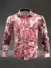Camisa casual de manga larga impresa transfronteriza con un elegante diseño de estampado digital