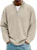 Comercio Transfronterizo Primavera y Otoño 2025 Camisa Polo Casual de Moda Holgada de Manga Larga con Media Cremallera y Logo Bordado a Rayas