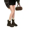 Hebilla de cinturón estilo británico Botas Martin para mujer, modelo fino de otoño nuevo, diseño único, botines cortos ajustados de puntera dividida sintética