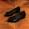 Zapatos planos de punta fina y escote bajo para mujer, nueva colección otoño 2026, hebilla cuadrada, tacón grueso, estilo slip-on, versátiles, cómodos, adecuados para el trabajo y el trayecto diario, zapatos pequeños de piel