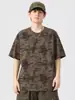 Camiseta Masculina de Manga Curta Tie-dye Ru Meng 2025 Verão Nova Masculina Solta Tamanho Grande Americana Meia Manga Camiseta Masculina T