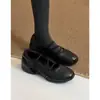 Zapatos Mary Jane de suela gruesa retro simples con tira cruzada 2026 nuevos de moda versátiles para mujer punta redonda poco profundos de un solo color