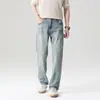 Roupas Masculinas Fengshe / Primavera 2026 Vintage Versátil Algodão de Alta Qualidade Jeans Stretch Reto Solto Calças Masculinas
