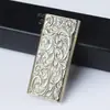 Isqueiro de Querosene Criativo com Flor de Grama Tang em Relevo, Banhado a Prata, com Gravação Dupla Face, Roda de Pederneira de Metal Ultrafina, Modelo Popular
