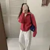Suéter de punto grueso cálido de diseño nuevo para otoño e invierno estilo coreano con cuello alto y media cremallera, suéter de punto de moda para mujer