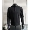 Moletom Henley de manga comprida estilo americano para outono, camada base, camisa polo pesada, camiseta de manga comprida para homens