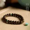 Original Feito à Mão Estilo Chinês Fragrância Elegante Verde Yingge Contas Budistas de Agarwood Turquesa Flor de Pêssego Feminino Versátil Pulseira