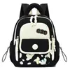 Mochila de jardín de infantes con estampado de logo, nueva mochila pequeña de bloques de color de dibujos animados, mochila infantil linda de alta apariencia