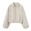 Comercio Exterior Ropa de Mujer 2026 Estilo Europeo y Americano Moda Holgada Cremallera Cuello Suave Chaqueta Piloto Prendas de Abrigo Mujer K22683