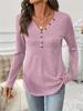 Tops de Capa Base Transfronterizos Europeos y Americanos para Mujer, Camisetas de Otoño e Invierno, Tops de Punto de Manga Larga con Cuello en V para Mujer con Diseño de Botones, Versátiles
