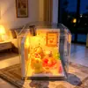 Linda escena de tienda de postres en miniatura Casa DIY con adorable oso y decoraciones de juguetes de comida de frutas, un gran regalo para las fiestas