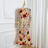 Estação Europeia 2025 Artesanato Pesado Cor Premium Bordado Feito à Mão Floral Tridimensional Caimento Justo Vestido Sereia Vestido Elegante