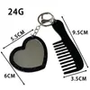 Espejo en Forma de Corazón Peine Pequeño Peine de Acrílico Colgante de Peine Accesorio de Bolso Simple Versátil Llavero con Mango de Peine Portátil