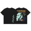 Hip-Hop Americano High Street Holgadas Estampadas con Letras Camisetas de Pareja para Hombre y Mujer Tendencia de Moda de Verano Cuello Redondo Mangas Cortas