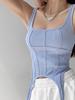 Colete Corset Sexy Espinha de Peixe Europeu e Americano para Mulheres 2023 Novo Design Ins Slim Gola U Top Curto Moderno
