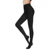 Leggings Térmicas Femininas Pretas Transparentes Efeito Pele Tamanho Extra Peça Única Sem Entrepernas, Forradas com Lã e Espessadas, com Efeito Transparente Pele