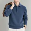 Suéter Básico Estilo Old Money Masculino Outono/Inverno 2026 Novo Casual de Negócios Aconchegante Espesso Gola Lapela Tricô Masculino