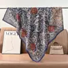 Bufanda Grande Azul de Algodón Lino con Patrón de Anacardo 90% Bufanda de Seda Protector de Cuello Estilo Coreano para Mujer Chal Pañuelo Fino para la Cabeza Bufanda de Terciopelo Rosa