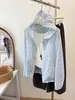 Ropa de Protección Solar con Lunares Estilo Coreano Reductora de Edad para Mujer en Verano, Ligera, Transpirable, Holgada, Casual, Chaqueta con Capucha y Cremallera