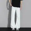 Calça Jeans Vintage Cinza Fumê Lavada para Homens, Calça de Cinturão para Primavera e Outono, Calça Americana High Street de Perna Reta Levemente Flare