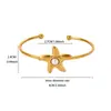 Serie Oceánica Chapado en Oro de 18 Quilates Acero Inoxidable Brazalete Abrible Forma de Estrella de Mar y Concha Estilo Vacacional Pulsera Personalizada Transfronterizo