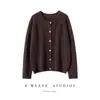 Suéter de cachemira para mujer, cárdigan 100% cachemira pura, abrigo de punto grueso de doble hebra con cuello redondo, nuevo suéter jacquard de alta resistencia para otoño e invierno