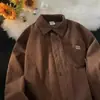 Camisa de Veludo Cotelê de Manga Longa para Homem Primavera e Outono, Peça de Baixo Tendência de Corte Amplo, Jaqueta Camisa Masculina Estilo Retro Americano de Alta Qualidade