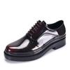 Estación Europea Primavera y Otoño Nuevos Zapatos de Cuero Formales de Negocios de Tacón Alto para Hombre Empeine con Cordones Frotados Zapatos de Negocios Juveniles para Hombre