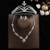 Conjunto de três peças para noiva: coroa, colar e brincos. Acessórios de cabelo para casamento. Acessórios de casamento. Coroa estilo coreano.