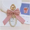 Llavero Creativo de Cadena de Perlas con Lazo para Mujer, Colgante de Bolso a la Moda, Llavero de Coche, Lazo de Cinta Personalizado