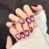 Espíritu de Estrella Crepuscular Perla de Vidrio Morada Ojo de Gato Simple Puro Deseo Diario Arte de Uñas Cortas Hecho a Mano Uñas Portátiles Venta al por Mayor