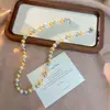 Colar de Pérolas Coloridas Estilo Francês, Corrente para Clavícula Shijia Fashion de Luxo Leve, Gargantilha Versátil de Temperamento Simples de Alta Qualidade
