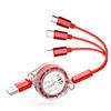 Linha de carregamento telescópica de cristal um para três, linha de dados para celular, linha de carregamento de celular três em um, linha extensível para presente