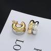 Aretes Transfronterizos de Venta Caliente del Mismo Estilo Acero Inoxidable Electrochapado Lujo Ligero de Alta Gama Exquisitos Simples Dorados de Doble Capa Venta al Mayoreo