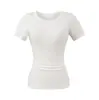 Camiseta Feminina Skims Kardashian Tencel Gola Redonda Manga Curta Verão 2025 Nova Ajustada Elástica Hip-Hop Fitness