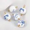 Estilo Retro Nostálgico Cerámica Impresa Acero Inoxidable Colgante Collar Hecho a Mano Pulsera Colgante Pendientes DIY Accesorios de Joyería
