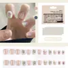 Arte de Unhas Feminina Fofa e Macia, Pontas de Unha Cartoon Rosa e Brancas, 24 Peças de Unhas Postiças Prontas para Venda Direta