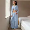 Transfronterizo 2026 Verano Nuevo Estilo Europeo y Americano Encaje Jacquard Holgado Manga Larga Pantalón Largo Conjunto de Dos Piezas Pijama para Mujer Ropa de Casa