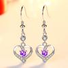 Nuevos Pendientes de Corazón de Melocotón de Larga Duración, Pendientes, Diamantes de Colores, Borlas de Circonita Blanca Morada Rosa, Pendientes con Forma de Corazón