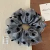 Accesorio de pelo de alta gama coreano, scrunchie de organza de lunares de doble capa, liga para el pelo de mujer, estilo suave y elegante de Instagram