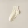 Calcetines Cortos de Algodón Puro Finos para Mujer de Verano Anti-Olor, Calcetines Versátiles sin Costuras para Mujer Postparto, Calcetines de Algodón Blancos para Primavera y Otoño