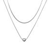 Collar de Hueso de Serpiente Apilado de Corazón de Doble Capa para Mujer 2025 Verano Nueva Moda Estilo Japonés y Coreano Clavícula de Gama Alta