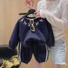 [Ropa para Hermanos] Conjunto de Sudadera Otoñal para Niños y Niñas Pantalones de Chándal de Moda para Niños Grandes Celebridad de Internet Falda Versátil