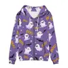 Abrigo de Otoño e Invierno para Hombre Estación Independiente de Amazon Sudadera con Capucha y Cremallera de Moda con Personalidad de Fantasma de Halloween