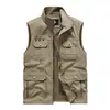 Colete Masculino Novo Estilo com Múltiplos Bolsos, Gola Alta Casual, Colete de Pesca Outdoor para Primavera e Outono