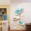 Pegatinas de pared de loto azul para pasillo, dormitorio, decoración, papel pintado autoadhesivo, GS9722
