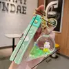 Boneco Flutuante de Óleo Criativo Coelho Sorveteiro Chaveiro com Areia Movediça Chaveiro de Carro Pingente de Bolsa Pequeno Presente